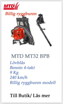 MTD MT32 BPB ryggburen lövblåsare